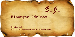 Biburger János névjegykártya